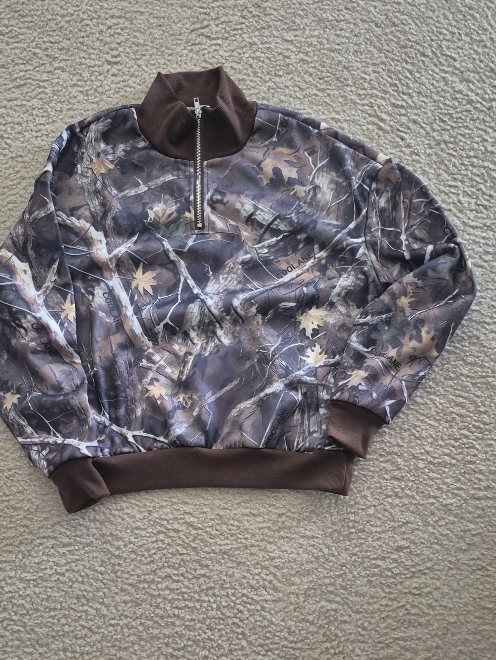 Cooland Men's Brown Camo Quarter-Zip Jacket